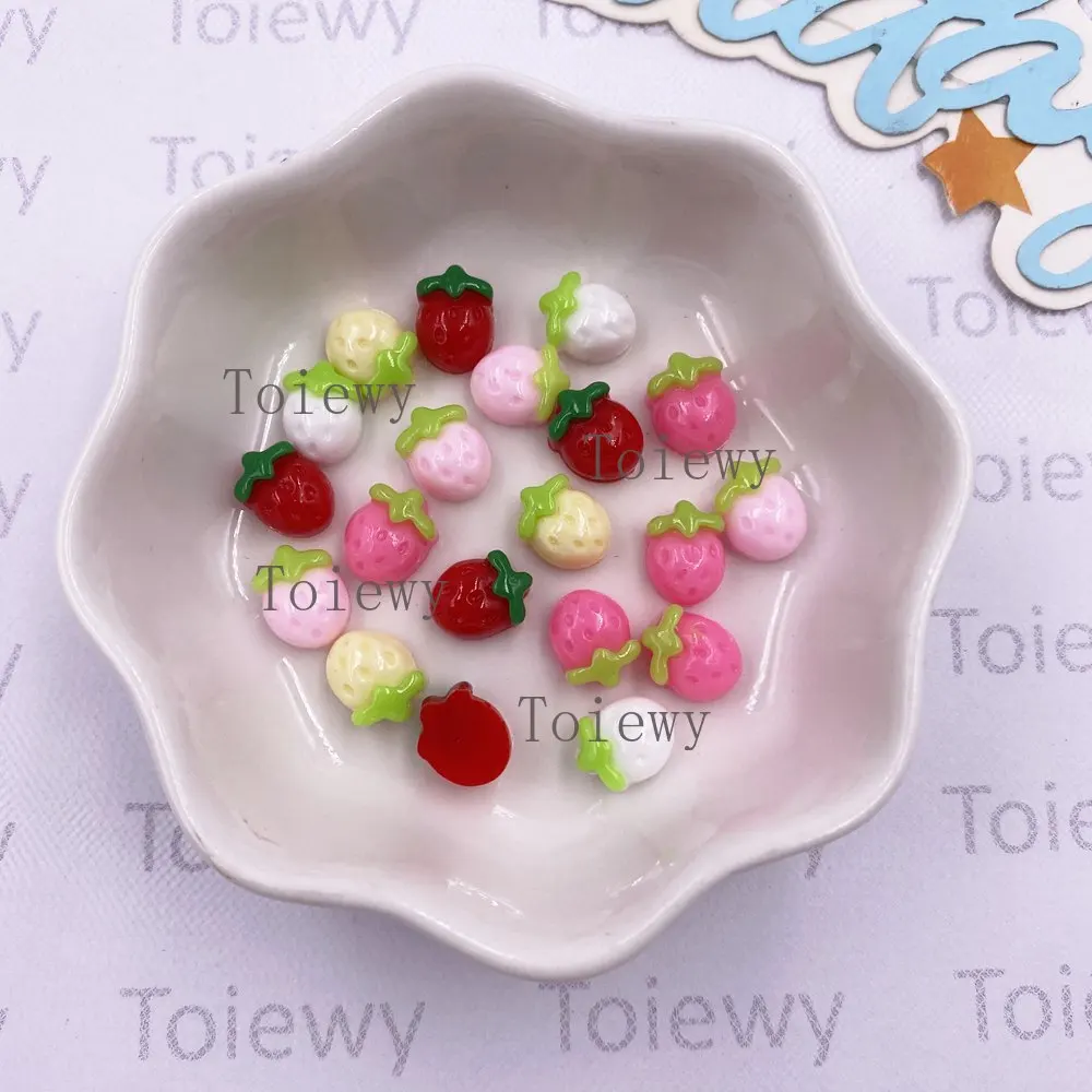 새로운 100pcs 수지 Kawaii 미니 다채로운 딸기 아트 네일 플랫 백 스톤 Applique DIY 스크랩북 귀걸이 장식 액세서리 공예