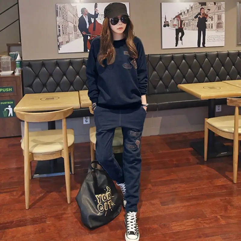 2024 Spring and Autumn Outdoor Sports Korean Edition New Trendy Brand Fashion Sports Women's Set Trendy