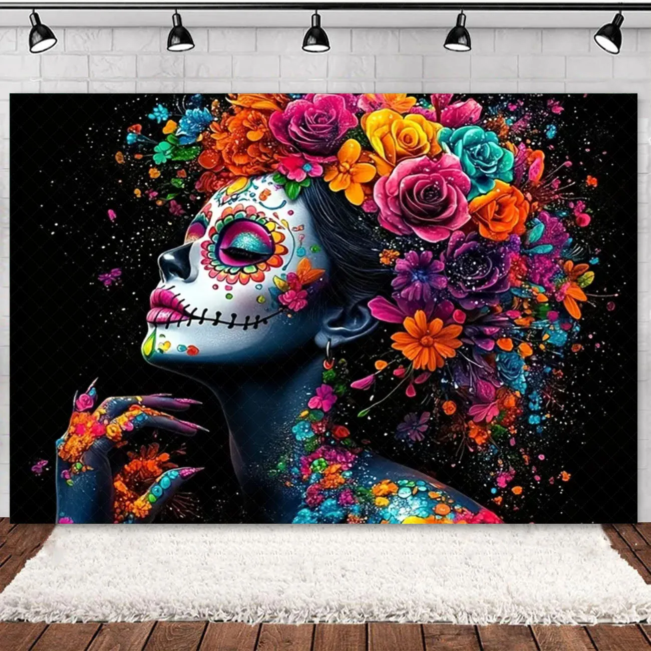 Toile De Fond Día De Los Muertos - Décoration Photo Halloween | 240x180 Cm | Tissu Vinyle | Impression Haute Définition