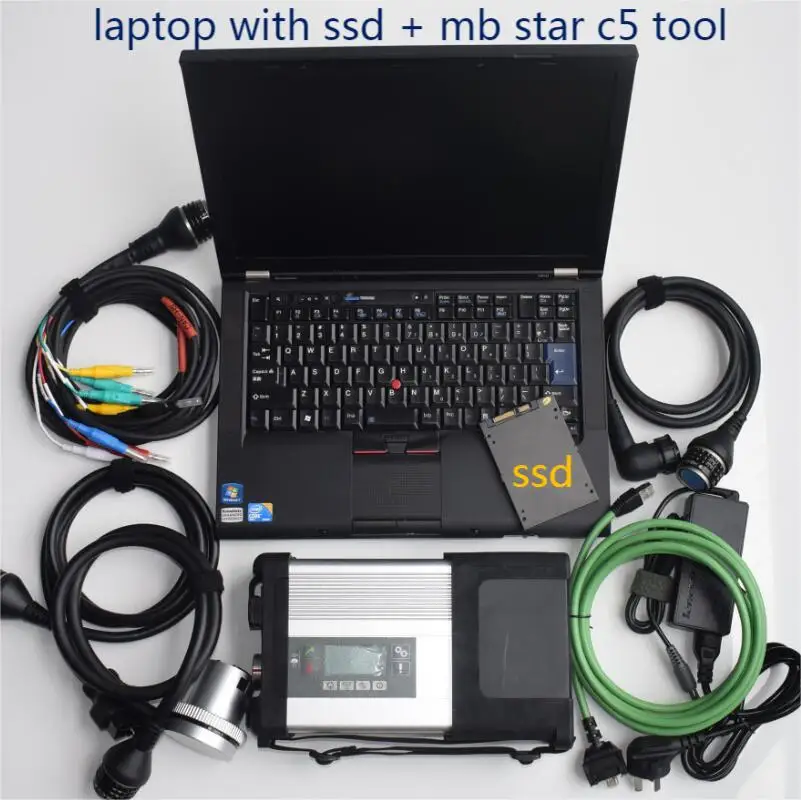 

90% новый ноутбук i5 CPU 4G RAM T410 V12.2023 программное обеспечение Авто диагностический инструмент wifi MB Star C5 SD Compact 5 мультиплексор готов к использованию