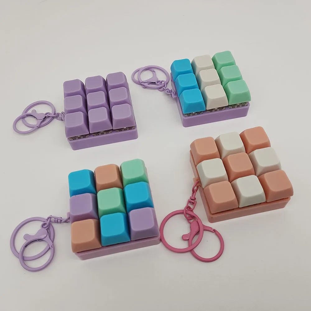 Stress-Relief Keyboard Keychain Fidget Toy With Sound Effects For Party Favors & Gifts Purple fidget toys,anti stress toys,mini fingertip toy