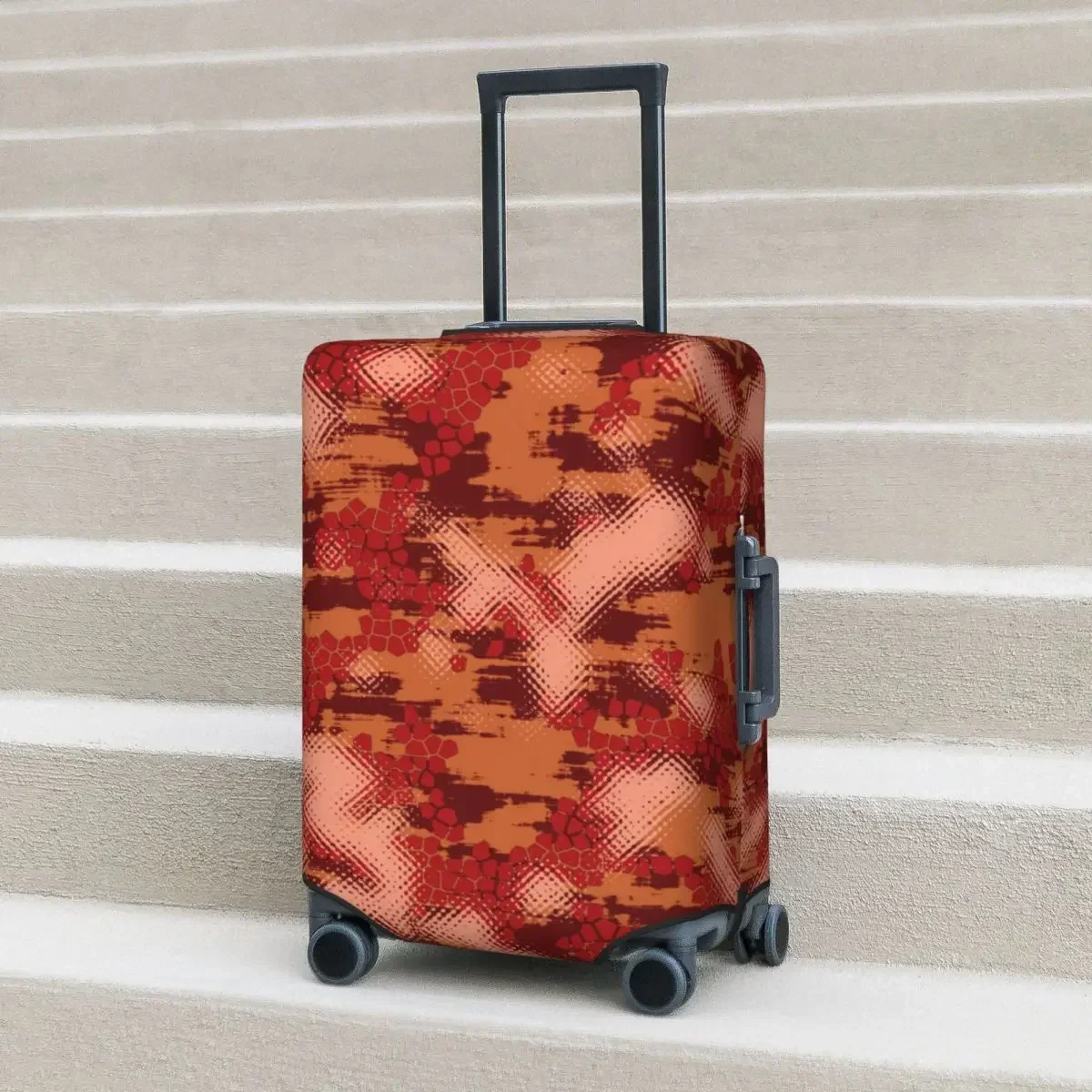 

Dark Colour Camouflage Suitcase Cover Camo Pattern Geometric Elastic Cruise Trip Protector Luggage Supplies Vacation