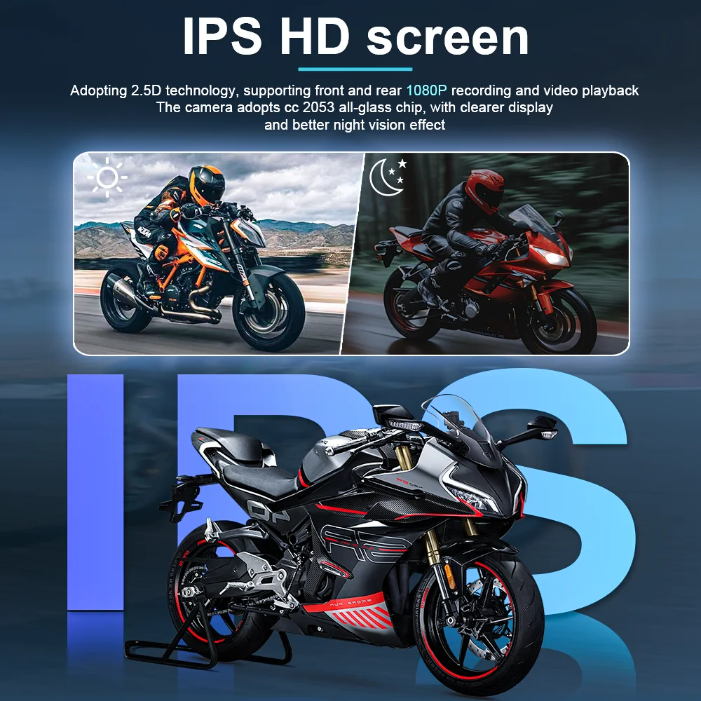 Wireless Carplay Adapter Wireless Carplay Smart Carplay Box Waterproof Wireless Carplay For Motorcycle 5'' Touch Screen Android Auto With GPS TMPS Anti-shake Night Version Cameras Video