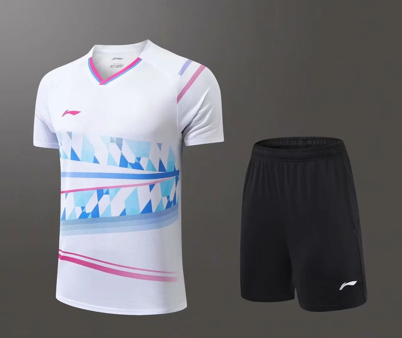 Customized a set of men's and women's badminton T-shirt tennis shorts quick dry breathable V-neck half sleeve can print LOGO