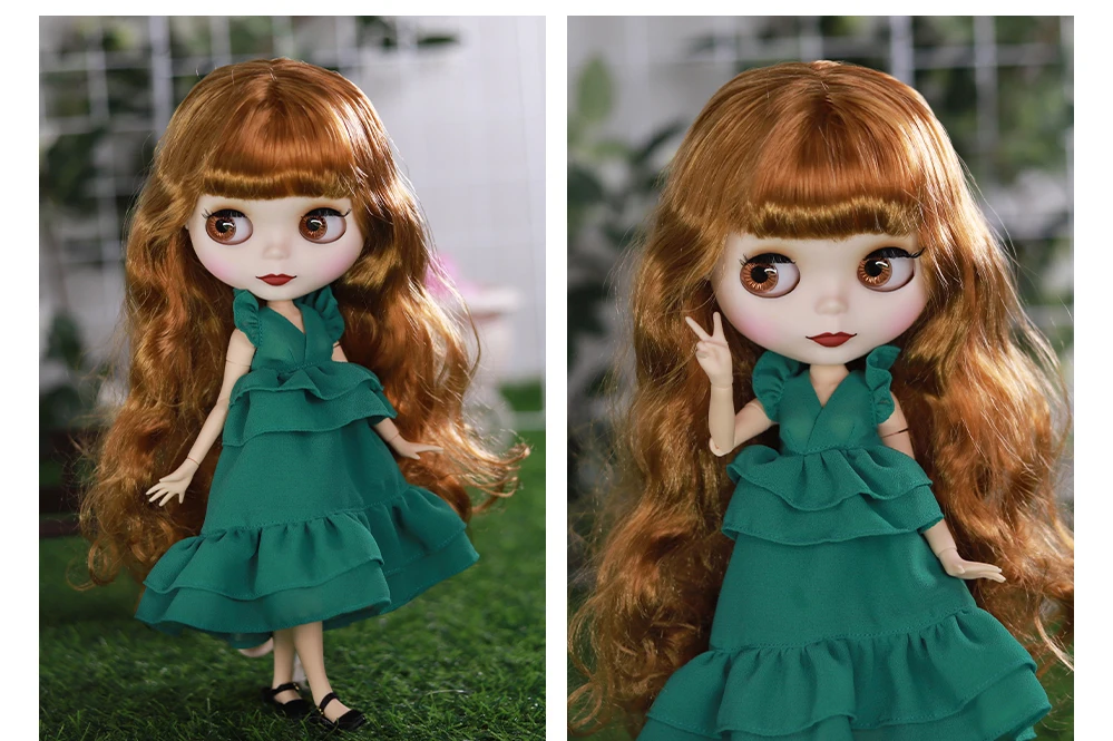 Neo Blythe Doll with Ginger Hair, White Skin, Matte Cute Face & Custom Jointed Body 2