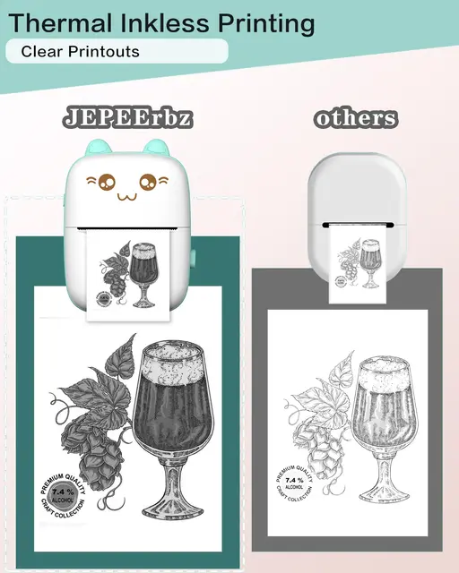 Mini Stampante Portatile Con 13 Rotoli Carta - Senza Inchiostro Per IPhone E Android - Regalo Bambini - Foto 3