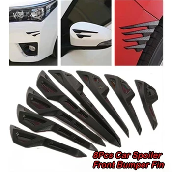 8 pezzi spoiler per auto paraurti anteriore pinna divisore anti-collisione effetto fibra di carbonio protezioni in gomma protezioni protezione per auto