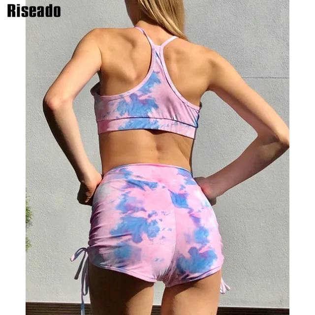 Riseado High Waist Bikini Sexy Swimwear Women Drawstring Swimsuit 2023 New Tie Dye Biquinis Boyleg Beachwear