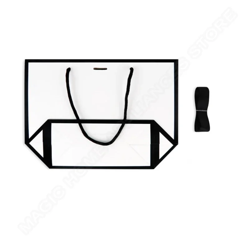 50pcs Ribbon Bow White Paper Tote Gift Bags with Handles Shopping Party Wedding Party Birthday Retail Bags