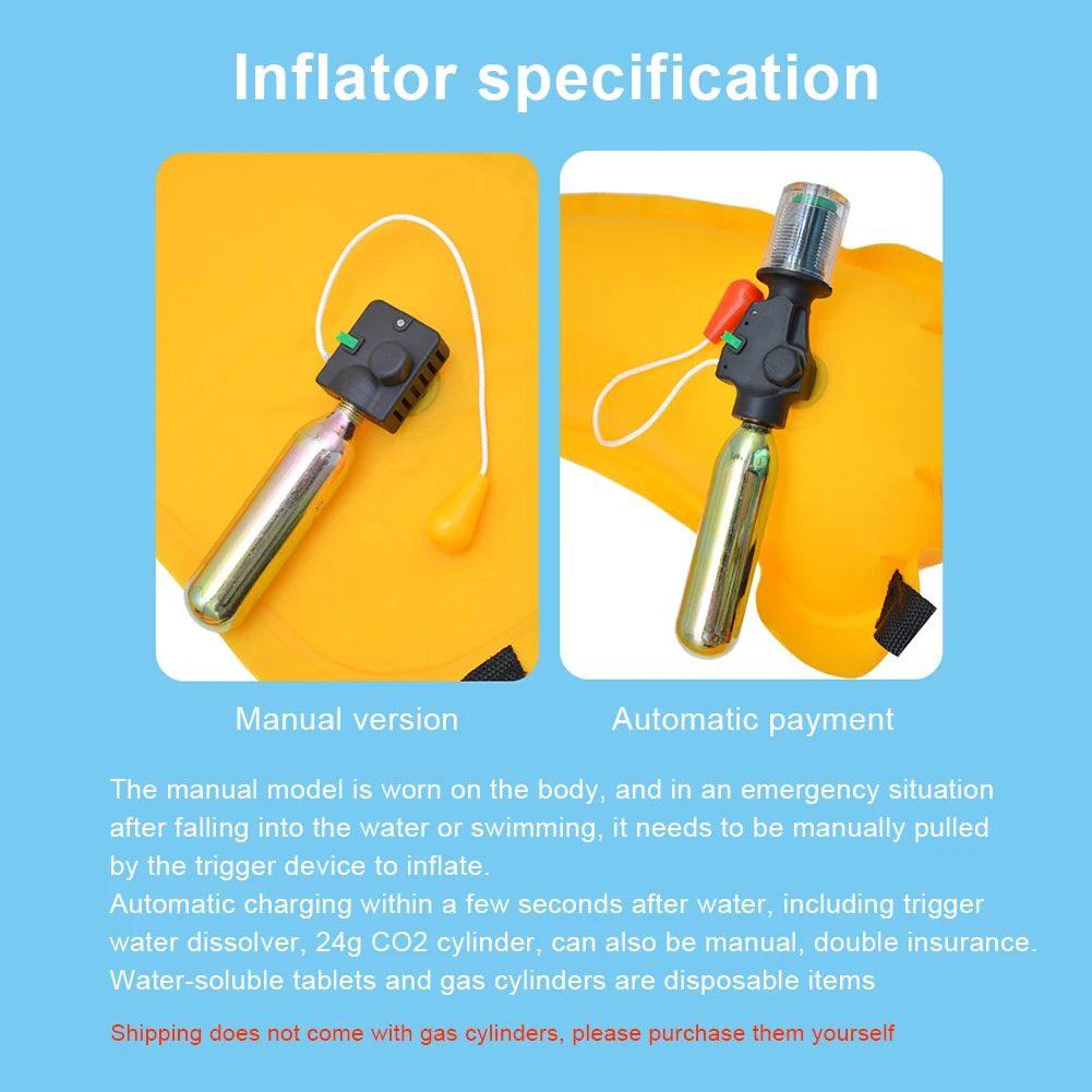Adult Automatic Inflatable Fishing Life Jacket Belt Large Buoyancy Adult Portable Car Emergency Life Buoy Bag w/Reflective Strip