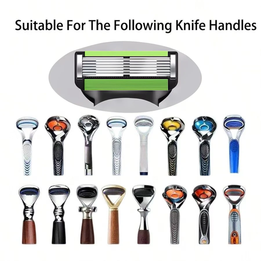 green Color Upgrades 6 Layers Razor Germany Stainless Steel Shaver Blades For Sensitive Skin Close Comfortable Shaving_voghion.com