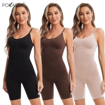 POKARLA Seamless Bodysuit Compression Open Crotch Shapewear Women Push Up Corset Slimming Butt Lifter Full Body Shaper Slimmer 1