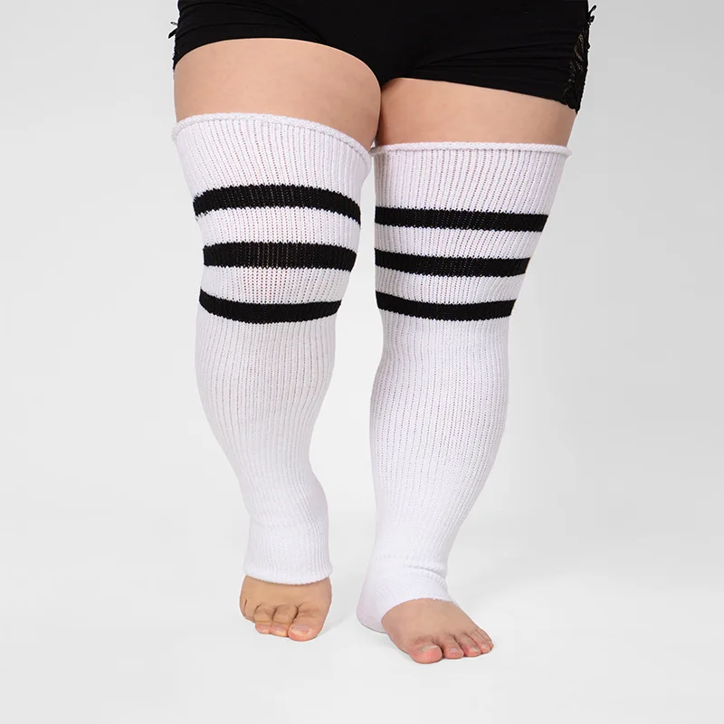 1 Par De Calcetines Altos Hasta El Muslo De Talla Grande, De