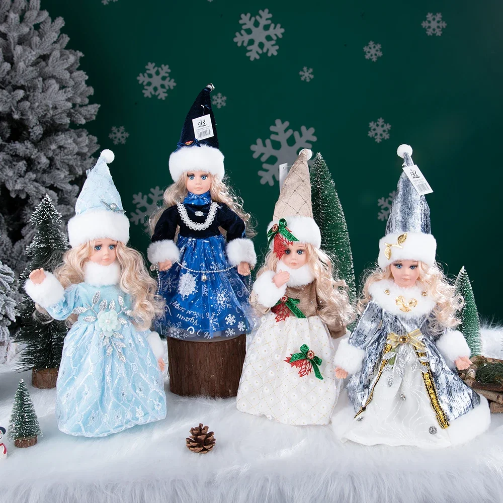 Standing Snow Maiden Dolls Figures Animated Fabric Russian Holiday