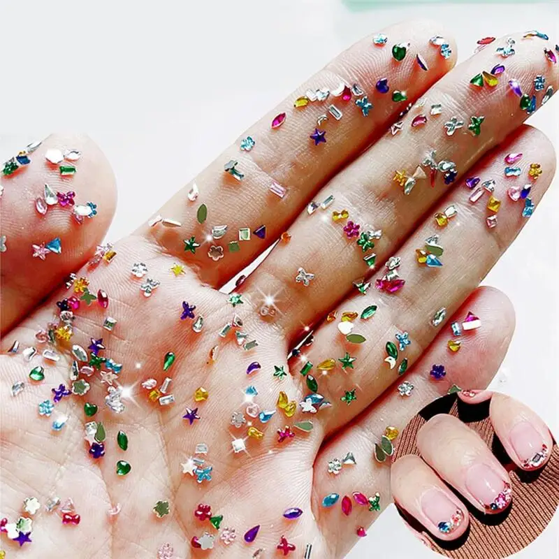 600/100 Stück Mini Nagel Strasssteine Bunte Nail Art Charms 3D Stern Nagel Diamanten Kristall Flatback Nagel Edelsteine Maniküre Zubehör – Detail 3