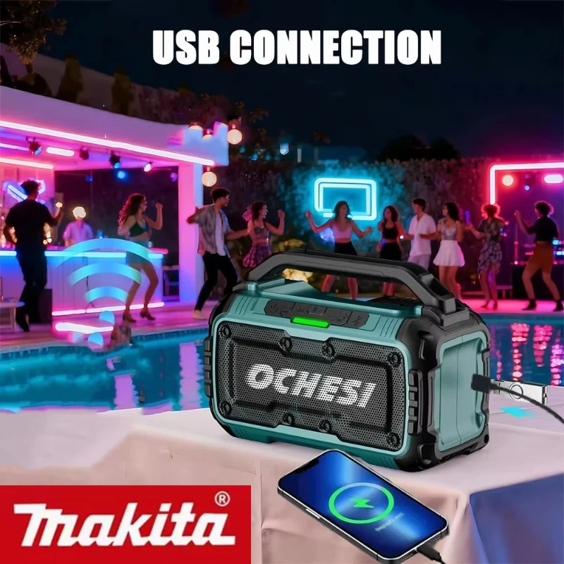 마키타 블루투스 스피커 USB 타입-C 포트 충전 방수 라우드스피커 스테레오 서라운드 도구