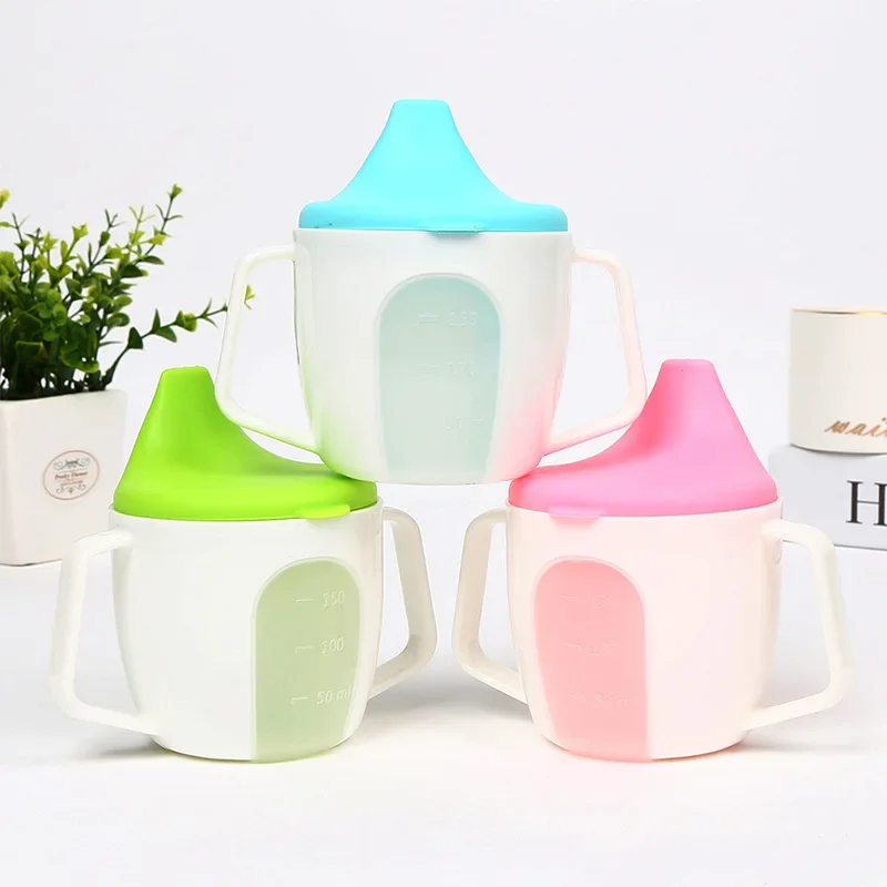 Baby Learning Drinking Cup Cute Water Bottle with Double Handle BPA Free Leakproof Infants Water Cups Bottle Duckbill Cup