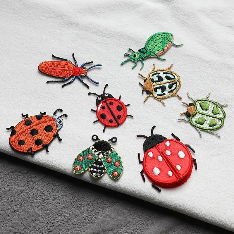 

Ladybug Beetle Embroidery Patch Insect Clothes Mobile Phone Shell Scarf Appliques DIY Clothing Stickers Self-adhesive Patch