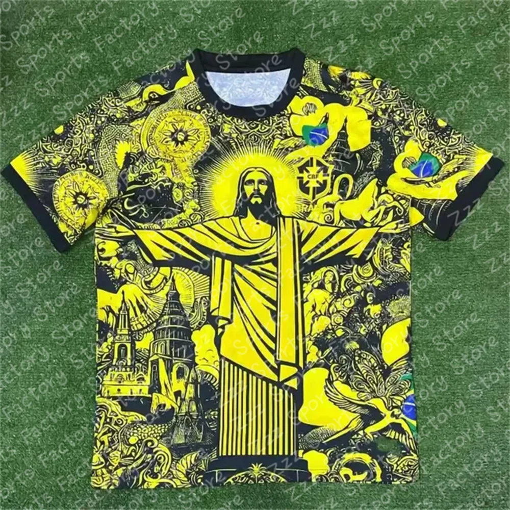 2024 Brazil Special Edition Jesus Black Gray Football Jersey Adults Kids Summer Outdoor Sports Soccer Training Tees Tops Clothes 2