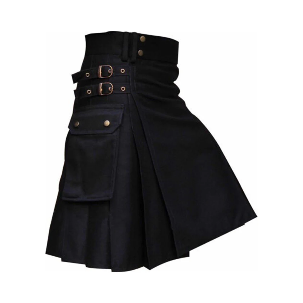 Vintage Men\'s Scottish Kilt Plaid Pleated Skirt Deluxe Tartan Goth Festival Outdoor Utility Kilts Highland Skirt