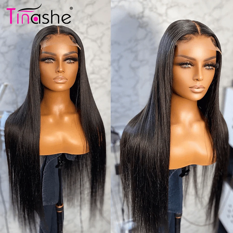 Glueless Lace Front Wig Bone Straight Human Hair Wigs 30 Inch 6x5 HD Closure Wig For Women