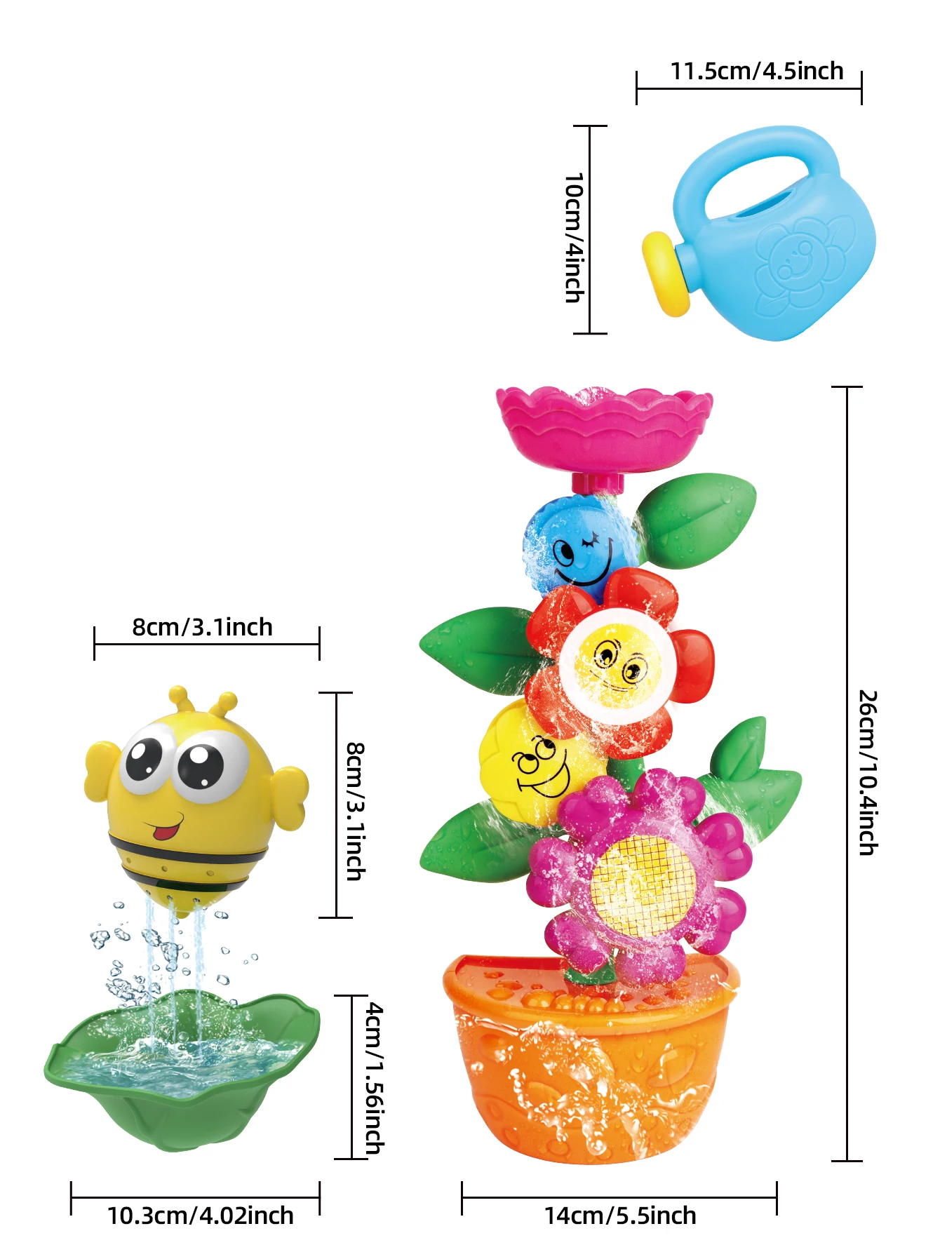 Bathroom Toys Series Little bees can store water leaks with a shower The flowers will turn 6