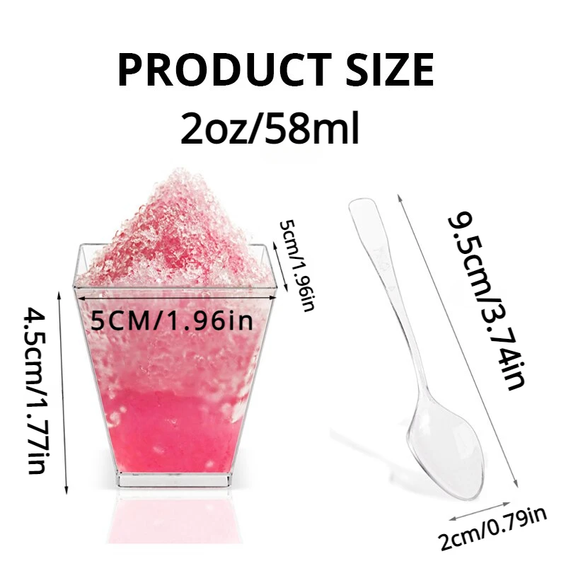 100PCS Disposable Plastic Dessert Cups Plastic Transparent Dessert Cups Party Birthday Desserts Appetizers Kitchen Baking