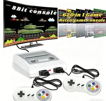 Classic Mini Retro Game Console Built in 620 Video Games,Av Output 8-Bit Plug and Play Game System with Dual Wired Controllers 1
