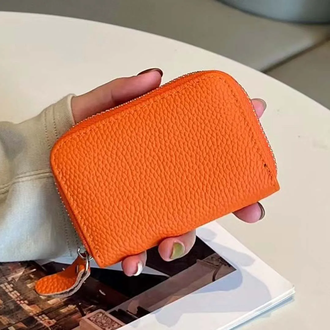 

Cowhide Women's Card Holder Luxury Zip Wallet Genuine Leather Mini Wallets Large capacity 11 slot Bag Small Design Coin Purse