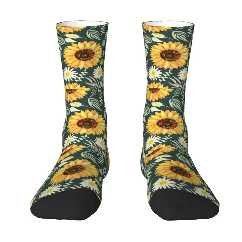 

Abstract Hippy Sunflowers Daisies Pattern Men Women Crew Socks Unisex Fashion 3D Print Dress Socks