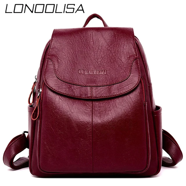 Bagpack Female Leather Backpack Designer Shoulder Bags For Women 2022 Back Pack School Bags For Teenage Girls Mochila Feminina 1
