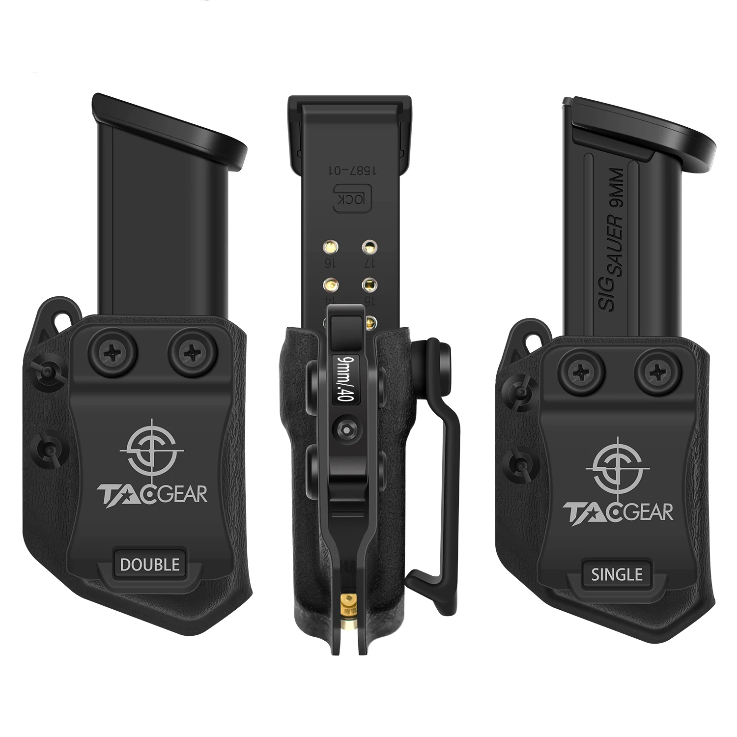 Magazine Pouch 9mm .40 Magazine Pistol Mag Holster Handgun Carrier Upgraded IWB OWB Multi-angle Mag Pouch Left Right Hand Singe Doube Stack