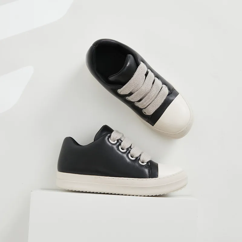 2023 Fashion Women Flat Loafers Shoes Chunky Thick Platform Black Shoes