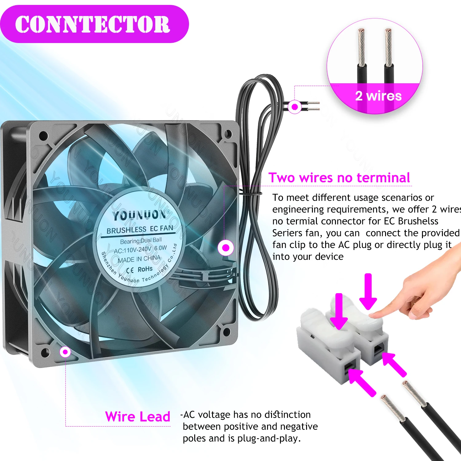 Cooling Fan 1PCS EC Brushless Fan 6025/8025/9225/12025/12038/12032 AC 110V 115V 120V 220V 240V AC Axial
