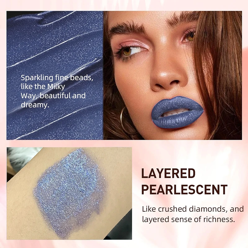 Flüssiger Lippenstift mit Glitzereffekt, schimmernder, glänzender Lipgloss, perlmuttartiger Lippenton, wasserfest, langanhaltend, matt, Diamant-Lippenglasur_voghion.com