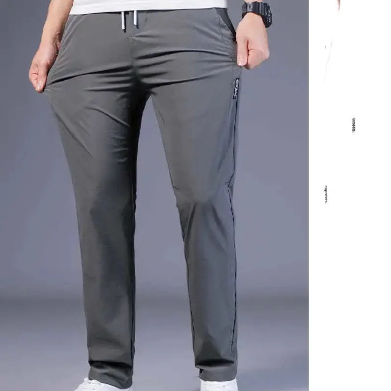 2024 Summer New Men's Straight Trousers Patchwork Elastic Pockets Drawstring Korean Trendy Slim Comfortable Sweatpants Pants