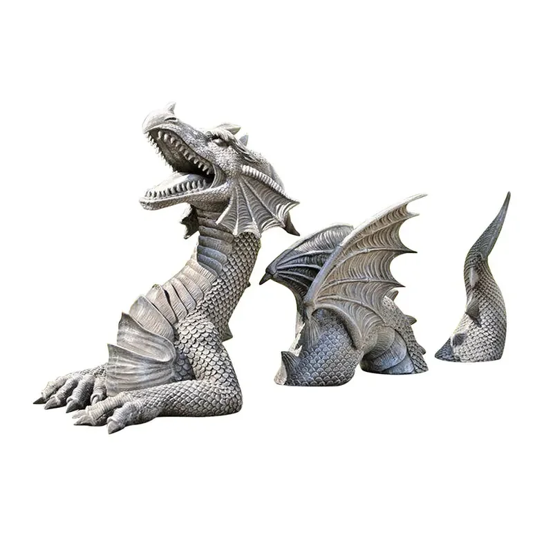 

Garden Dragon Statues 3 Segments Dragon Sculpture Garden Resin Decor Dragon Figure Landscaping Ornament Home Garden Yard Gift