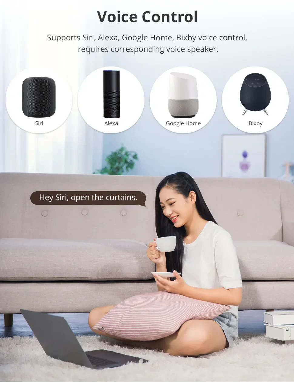 Matter WiFi Smart Electric Curtain Motor with Sliding Track Allow HomeKit SmartT
