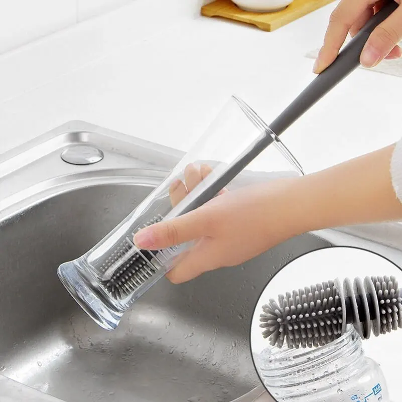 Cleaning Brush Silicone Cup Long Handle for Household
