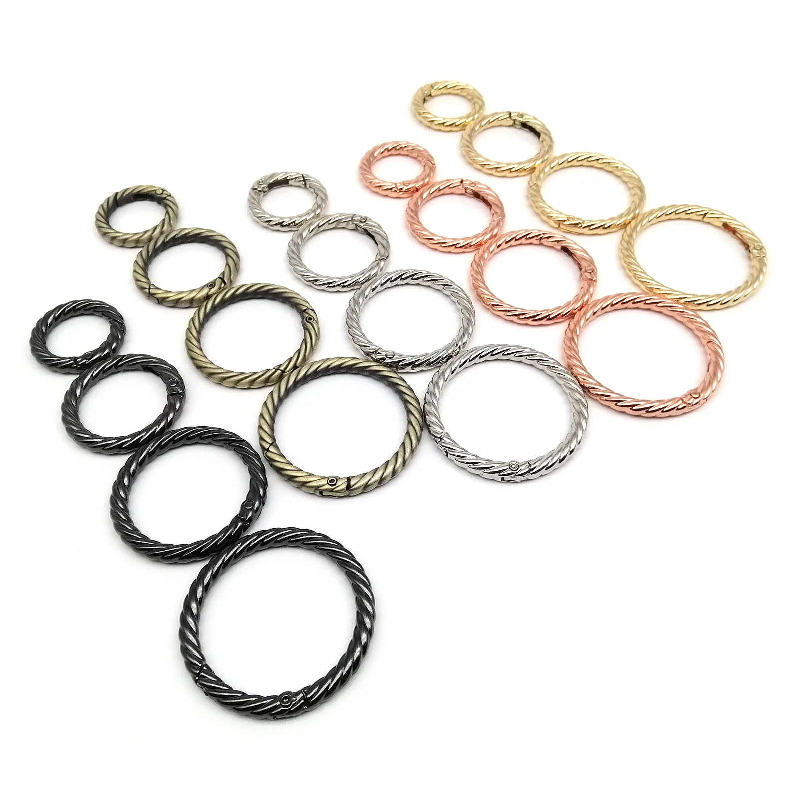 Twist Spring O Ring Openable Leather Bag Handbag Strap Buckle Connect Keyring Pendant Key Dog Chain Snap Clasp Clip Carabiner spring ring clasp,snap hook keychain rings,leather bag strap,snap hook,spring gate o ring
