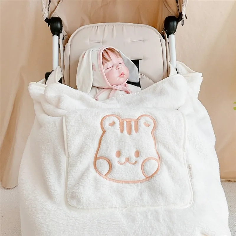Winter Fleece Baby Blanket Waist Stool Cloak Stroller Blankets Thicken Warm Infants Cloak Cart Cover Blanket Bedding Baby Stuff 6