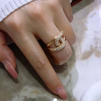 Aazuo Hot Sale Fine Jewelry 18K Yellow Gold Real Diamonds 1.4ct Luxury Letter X Ring Gift for Woman Engagement Party Au750