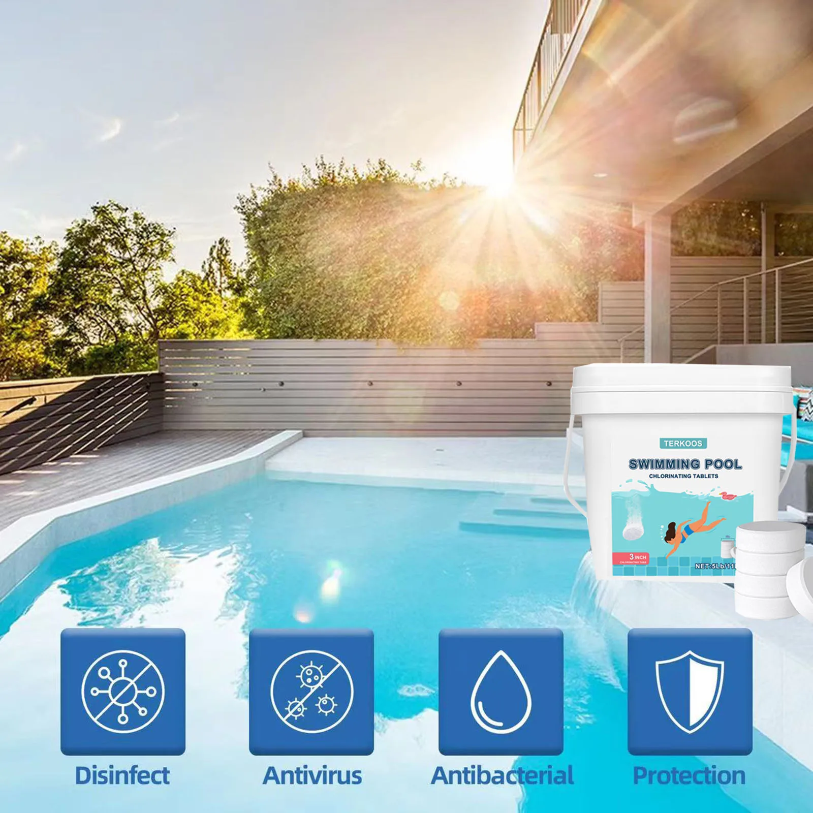 Pool Chlorine Tablets 3inch Chlorine Tablets For Swimming Pools, Stabilized Chlorine Tablets, 40LB