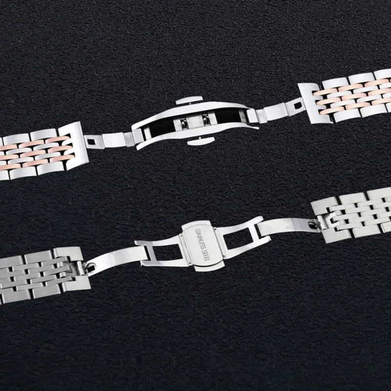 Premium Stainless Steel Watch Strap with Metal Butterfly Buckle - Waterproof Band Accessories