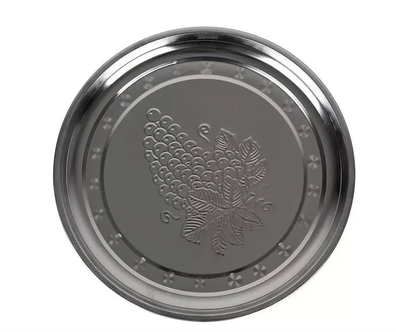 Stainless Steel Grape Dish Set Round Metal Fruit Plate Tools 30cm
