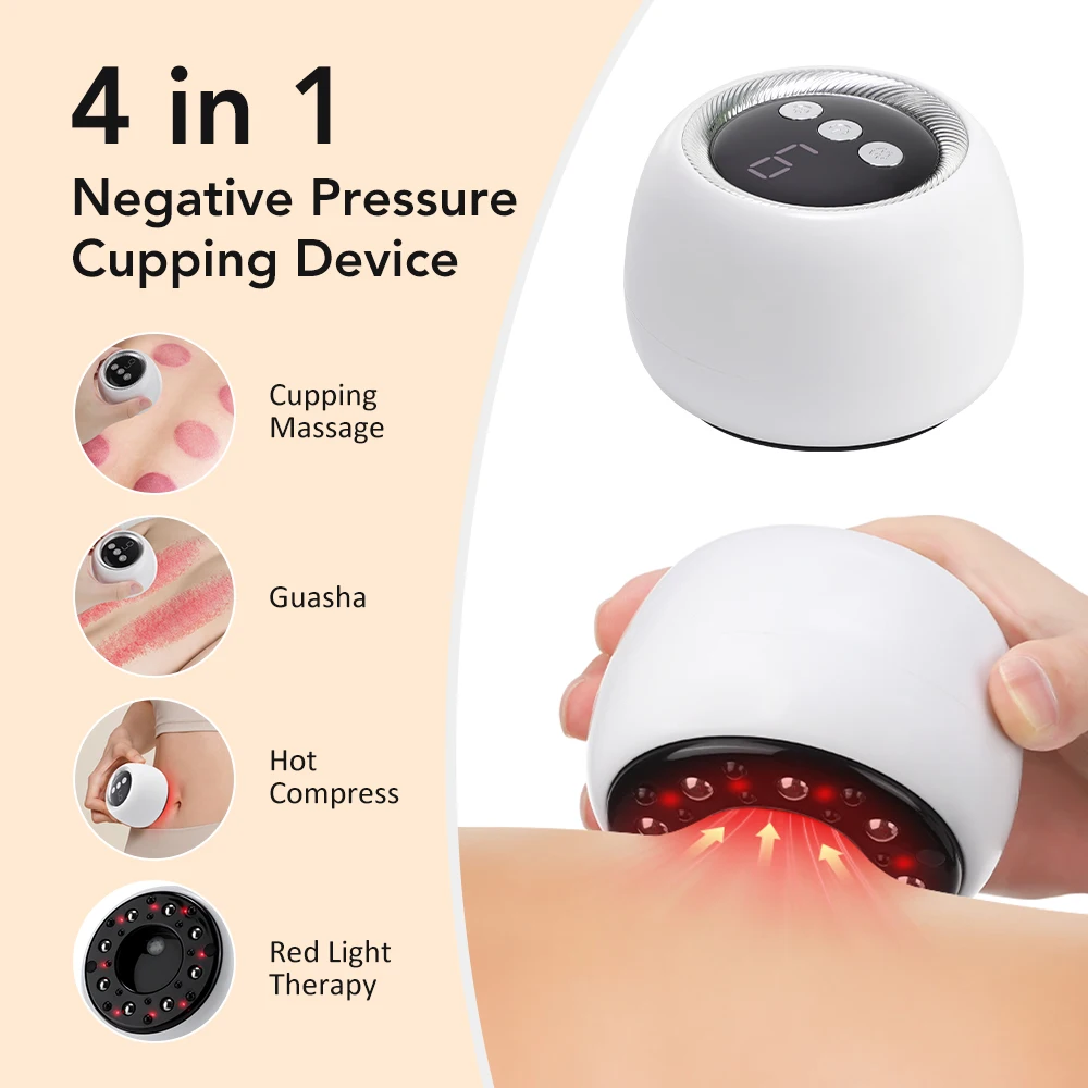 USB Rechargeable Abdominal Massager for Hot Compress and Adjustable Guasha Cuppi