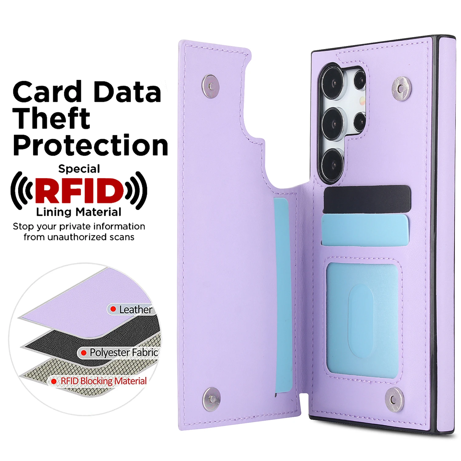 Enhanced Product Title:  
Elegant Double Button Leather Wallet Card Case - Compact and Stylish Design