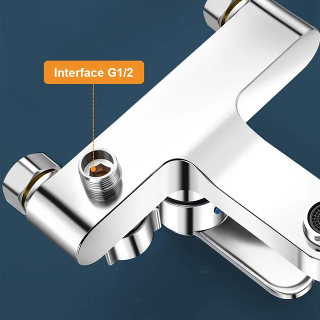 Chrome ทองเหลืองก๊อกน้ําอ่างล้างหน้าติดผนังร้อนเย็น Dual Spout TAP สําหรับห้องน้ํา Splitter อาบน้ําอ่างล้างหน้า 3