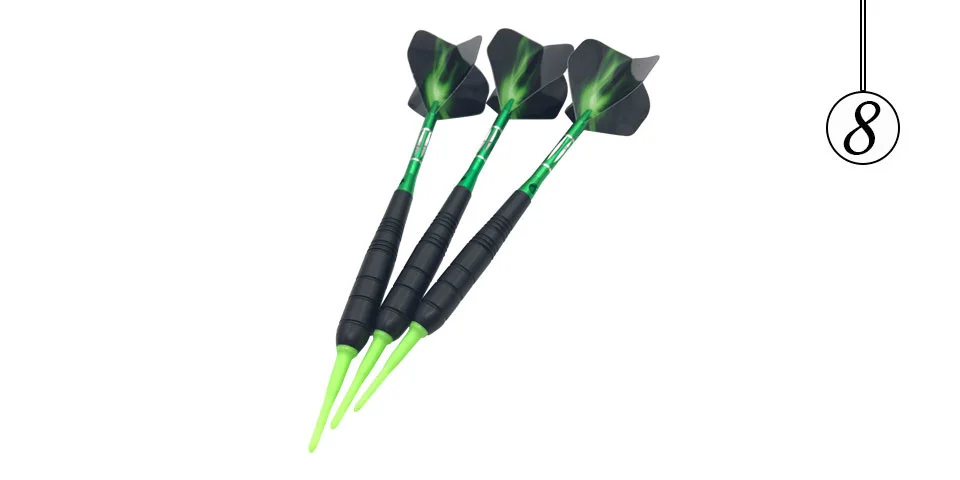 Easytoday 3Pcsset Green Soft Tip Darts Sports Supplies Darts Professional Metal Barrel Darts Shafts Aluminum Flight Tail wing (8)