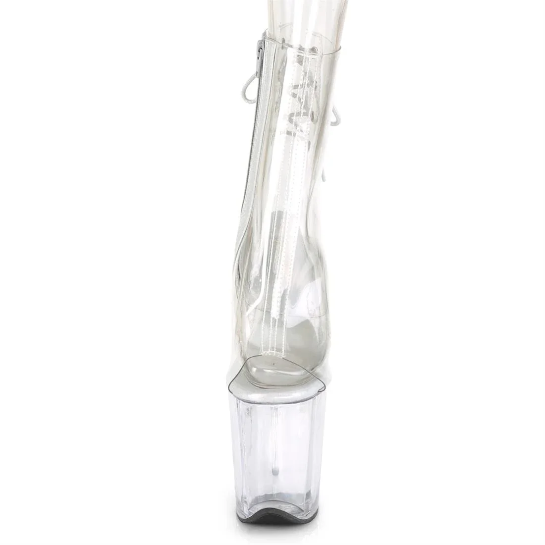 Fully transparent 20 cm bridal shoes, 8 inch model stiletto boots, fish mouth zipper, night club ankle boots